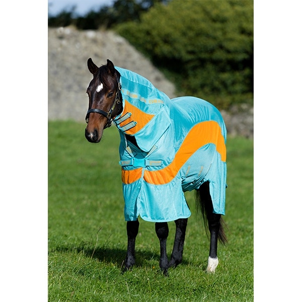 Flugtäcke Horseware Amigo Evolution Aqua/Orange 145 cm