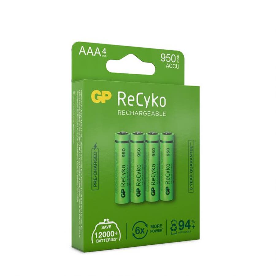 GP ReCyko AAA-batteri, 950mAh, 4-pack