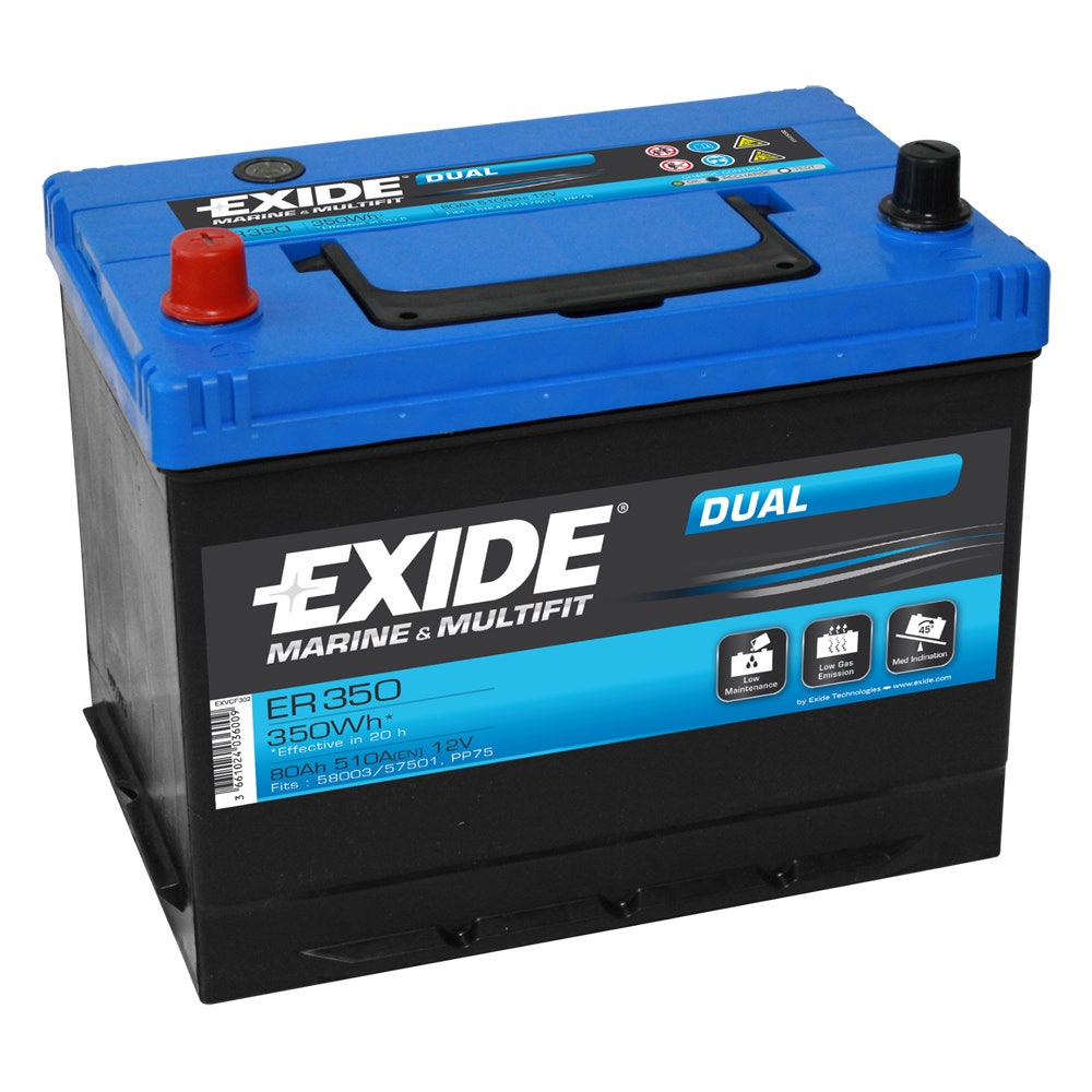 Fritidsbatteri 12v - 80 Ah Tudor/exide Tr350 Marine Dual & Multifit